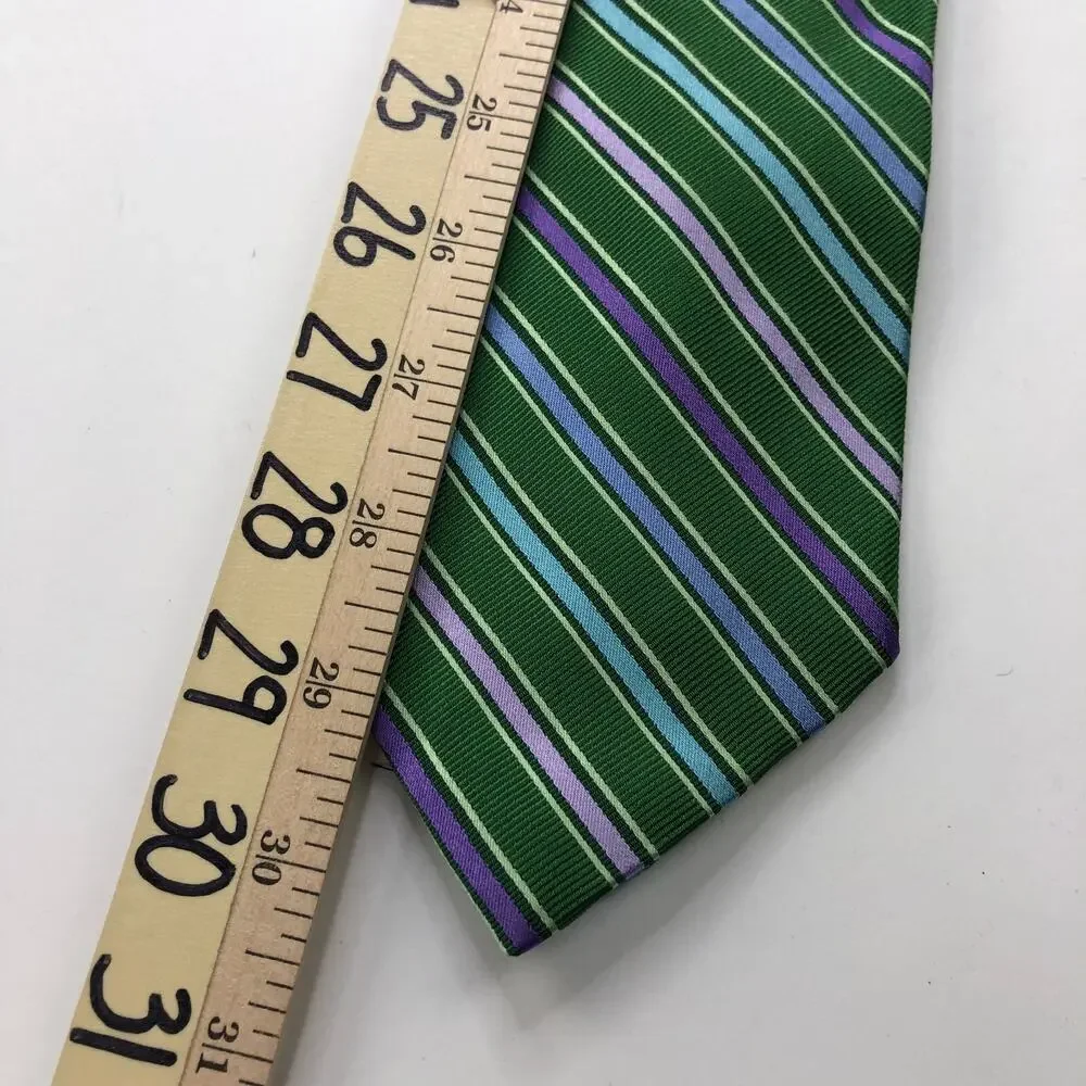 Brooks Brothers Makers 100% Silk Neck Tie Men’s Striped Green 60 Inch By 3.5